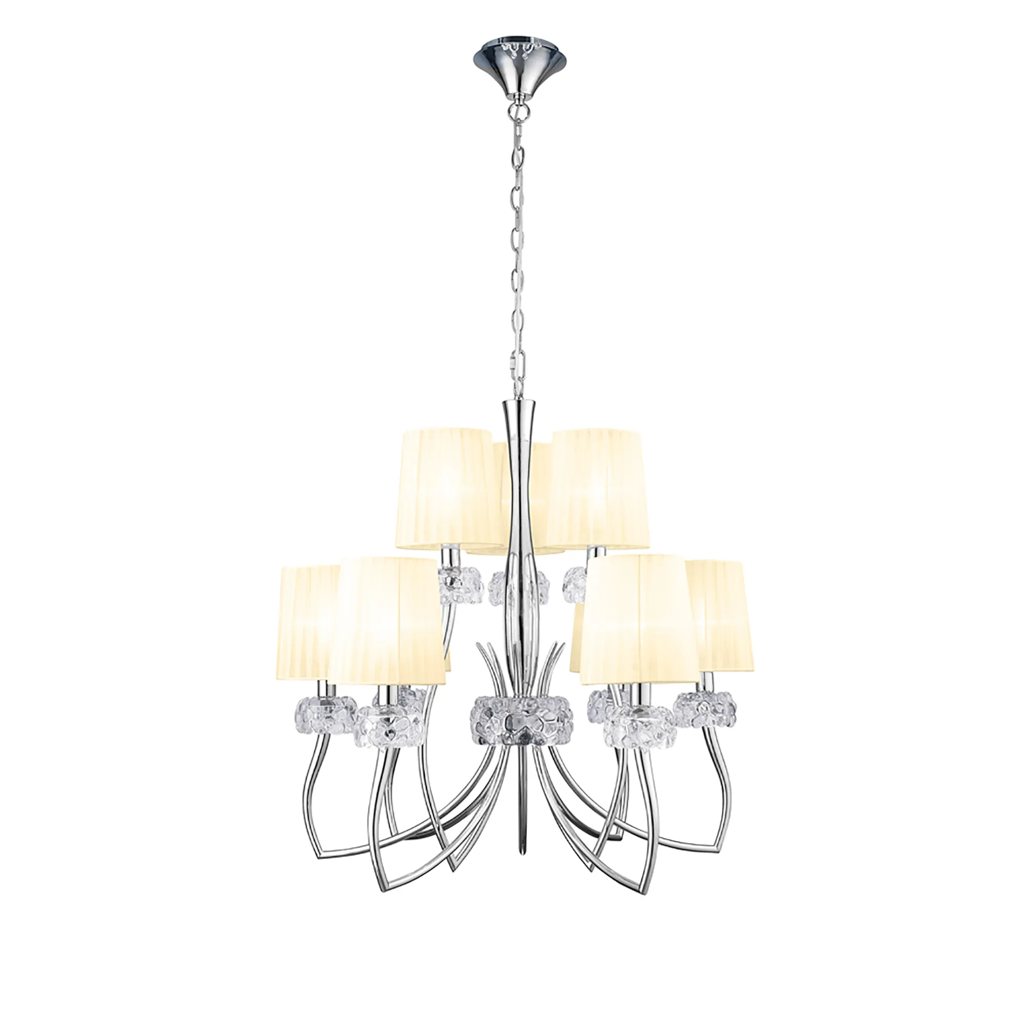 M4630/CS  Loewe 2 Tier Pendant 9 Light Polished Chrome